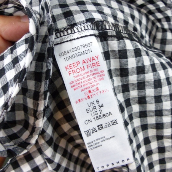 TOPSHOP 9-9 Gingham Tulip Minidress In Monochrome SIZE US 2 BLACK WHITE - Picture 9 of 9